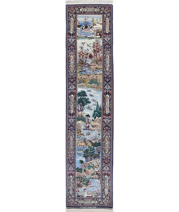 Hand Knotted Antique Masterpiece Oriental Isfahan Wool & Silk Rug 2' 5" x 11' 3" - No. AT27893