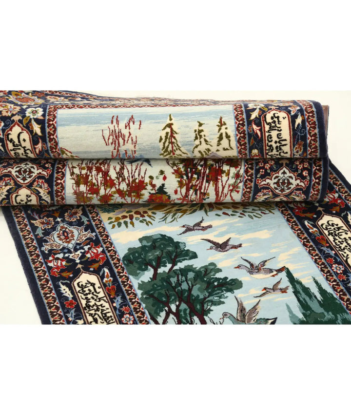 Hand Knotted Antique Masterpiece Oriental Isfahan Wool & Silk Rug 2' 5" x 11' 3" - No. AT598029