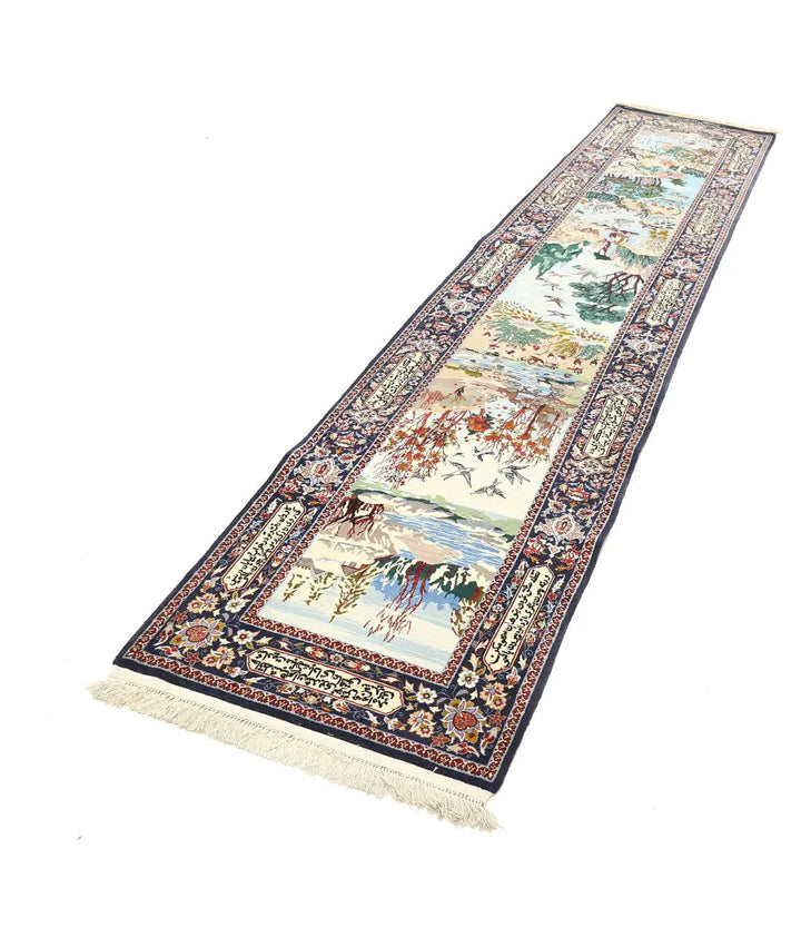 Hand Knotted Antique Masterpiece Oriental Isfahan Wool & Silk Rug 2' 5" x 11' 3" - No. AT598029
