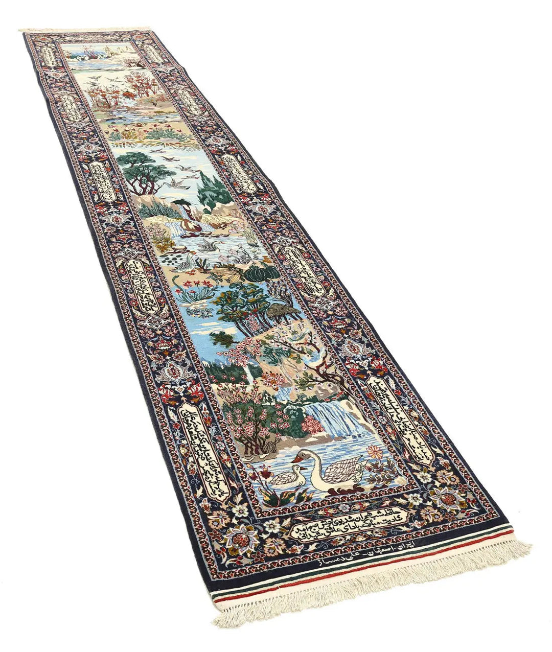 Hand Knotted Antique Masterpiece Oriental Isfahan Wool & Silk Rug 2' 5" x 11' 3" - No. AT598029