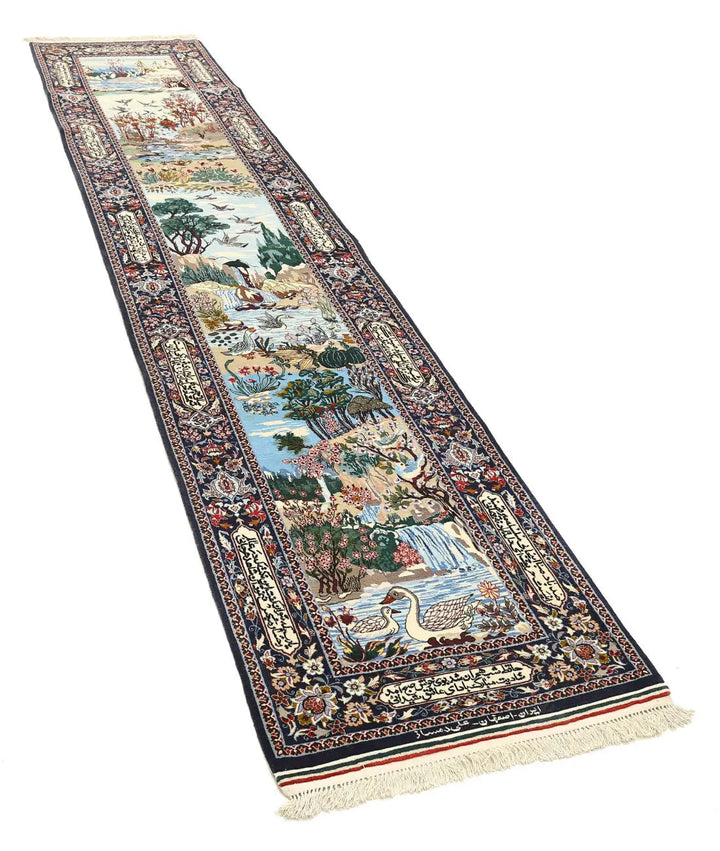 Hand Knotted Antique Masterpiece Oriental Isfahan Wool & Silk Rug 2' 5" x 11' 3" - No. AT598029
