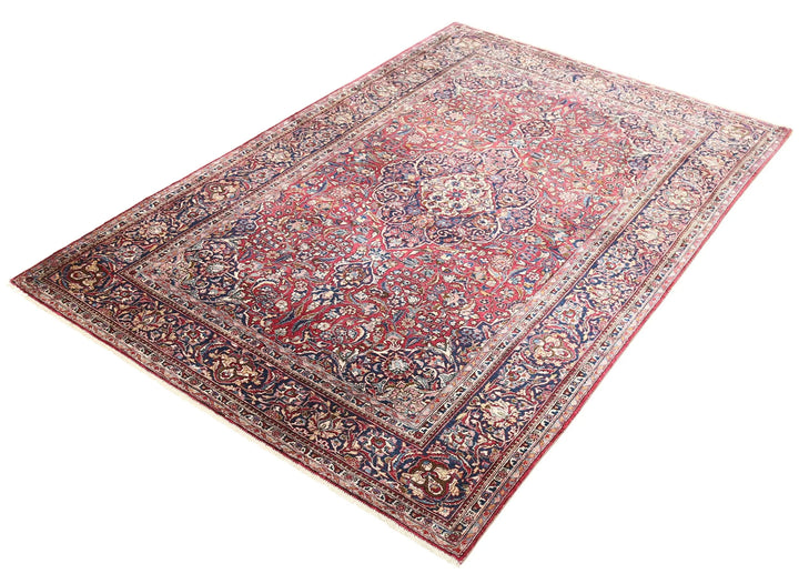 Hand Knotted Antique Masterpiece Oriental Kashan Fine Silk Rug 4' 2" x 6' 6" - No. AT89335