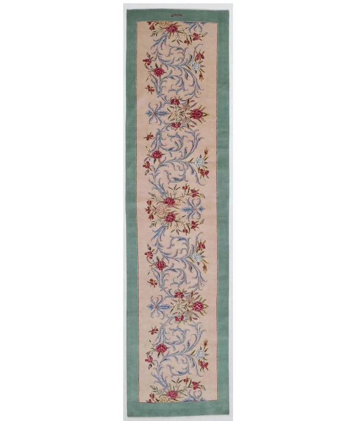 Beige Kerman Oriental Rug 3' 3" x 14' 2" Hand-Knotted | No. AT83719