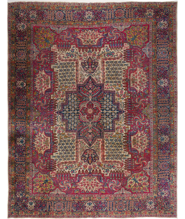 Hand Knotted Antique Masterpiece Oriental Kerman Wool Rug 8' 11" x 11' 7" - No. AT31288