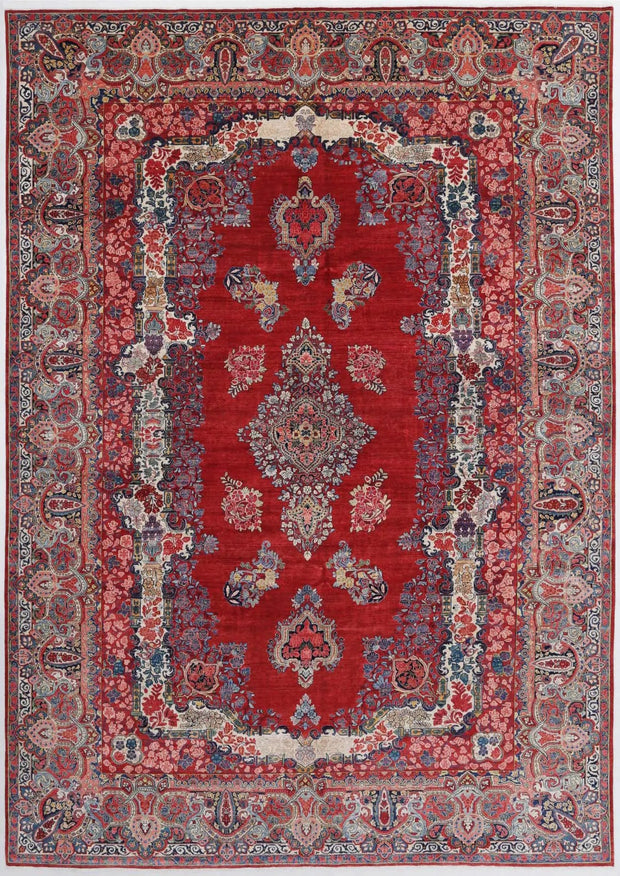 Hand Knotted Antique Oriental Sarouk Wool Rug 12' 2" x 17' 3" - No. AT85565