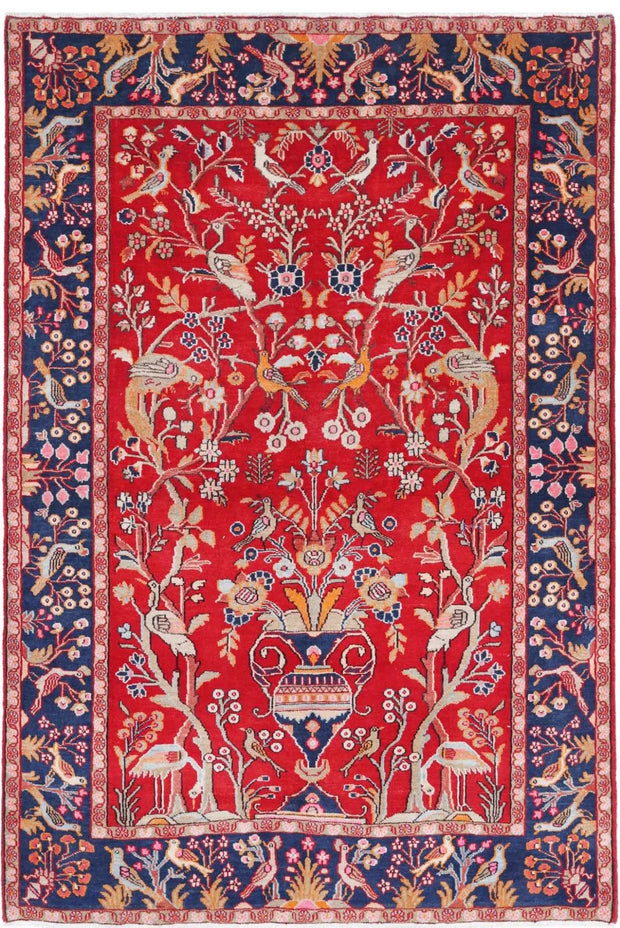 Hand Knotted Antique Oriental Sarouk Wool Rug 4' 2" x 6' 3" - No. AT51624