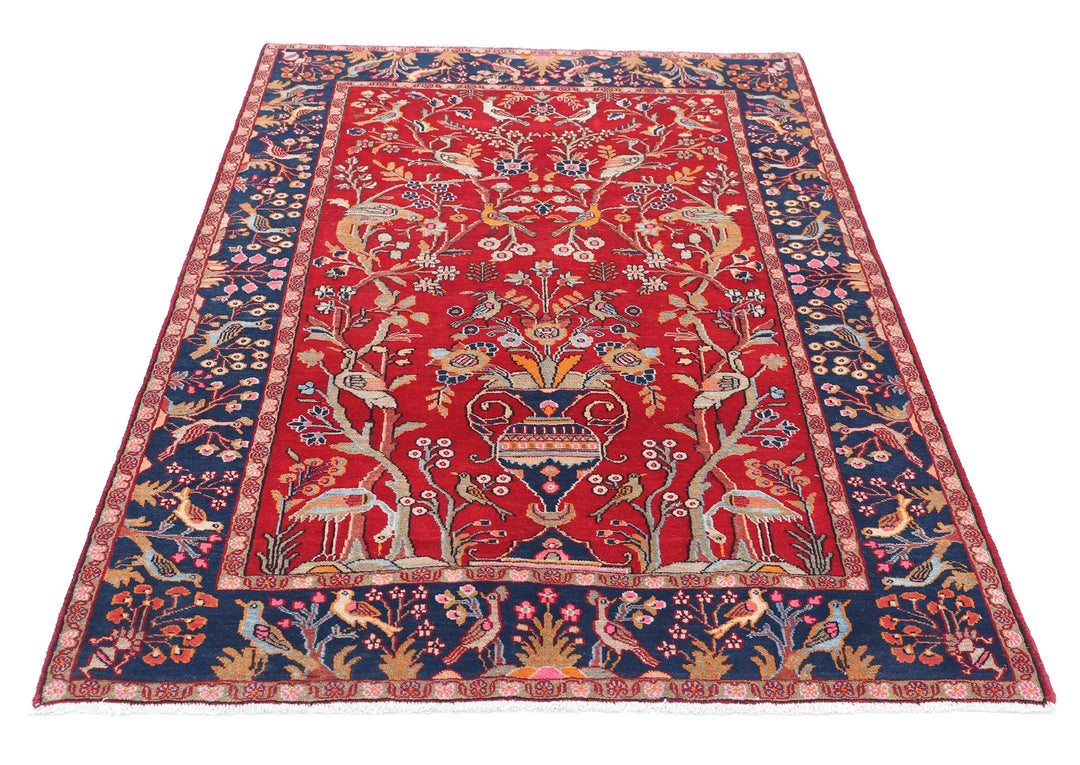 Afghan Sarouk Rug 4' 2" x 6' 3" Hand-Knotted | No. AT51624