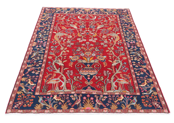 Afghan Sarouk Rug 4' 2" x 6' 3" Hand-Knotted | No. AT51624