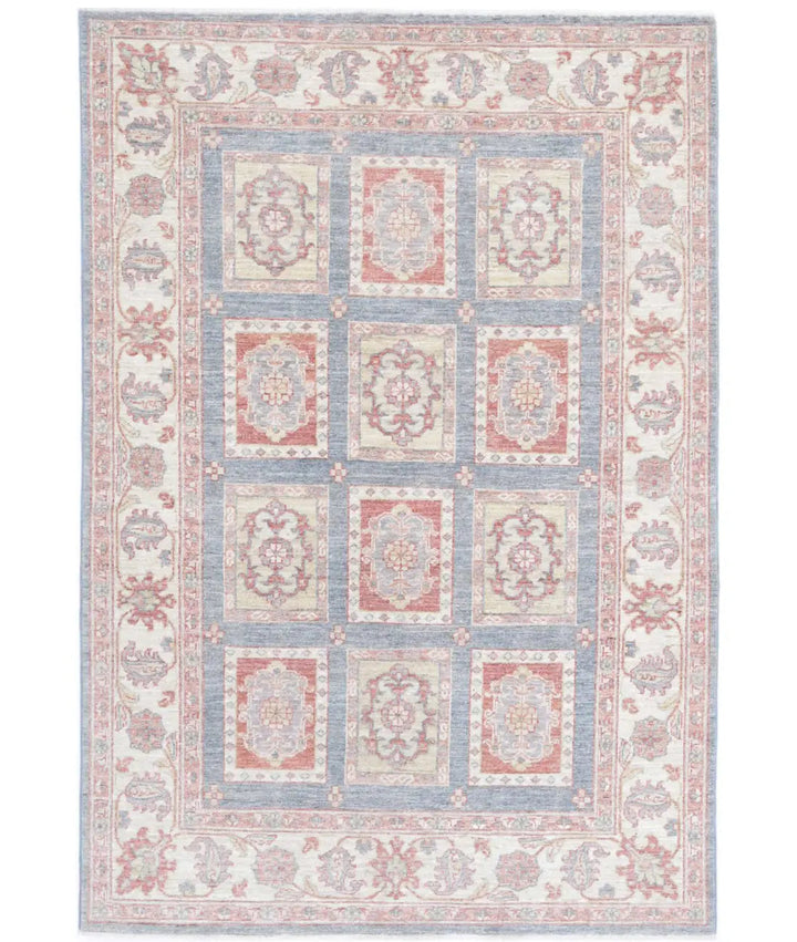 Afghan Bakhtiari Rug 4' 0" x 5' 11" Hand-Knotted | No. AT16016