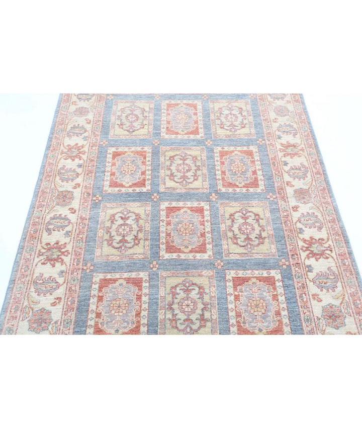Afghan Bakhtiari Rug 4' 0" x 5' 11" Hand-Knotted | No. AT16016