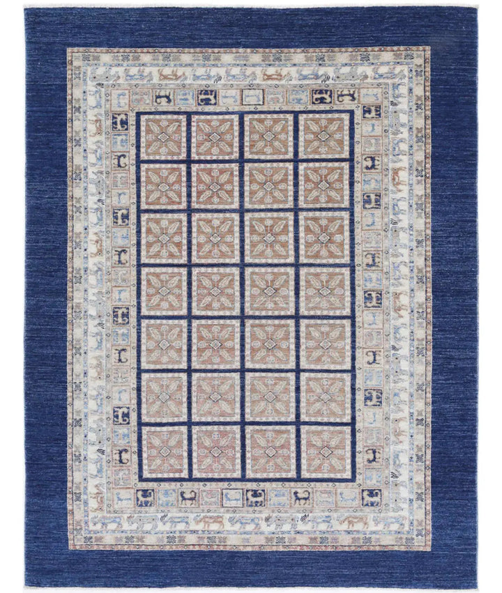 Afghan Bakhtiari Rug 4' 10" x 6' 3" Hand-Knotted | No. AT31026