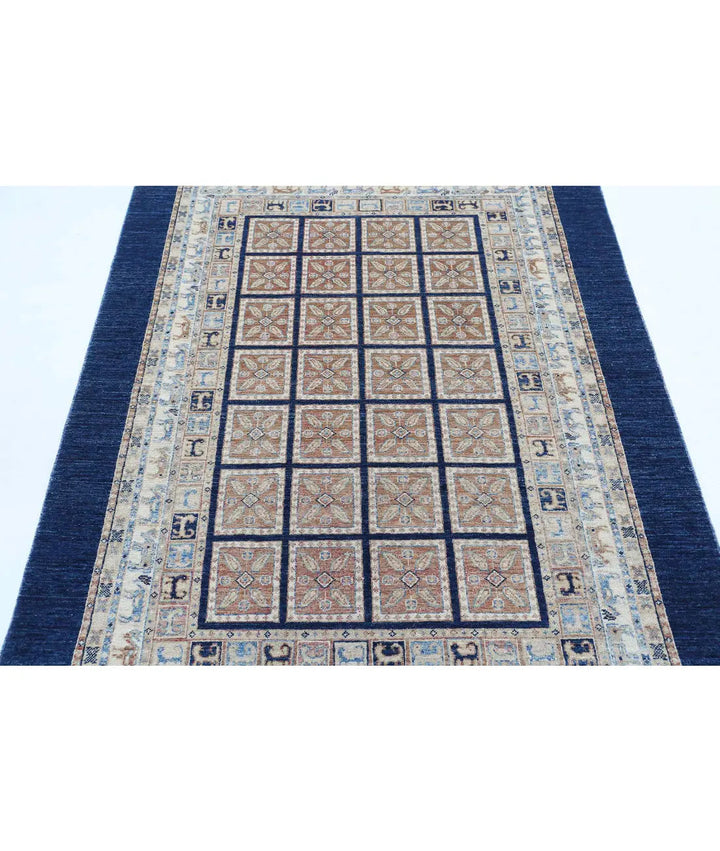 Afghan Bakhtiari Rug 4' 10" x 6' 3" Hand-Knotted | No. AT31026