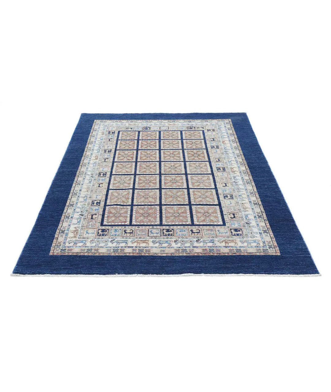 Afghan Bakhtiari Rug 4' 10" x 6' 3" Hand-Knotted | No. AT31026