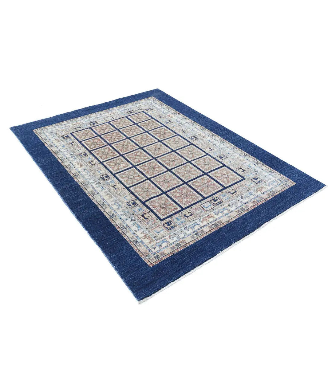 Afghan Bakhtiari Rug 4' 10" x 6' 3" Hand-Knotted | No. AT31026