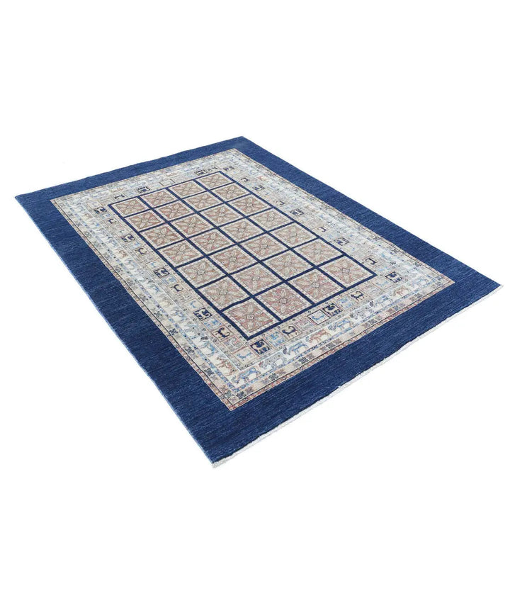 Afghan Bakhtiari Rug 4' 10" x 6' 3" Hand-Knotted | No. AT31026