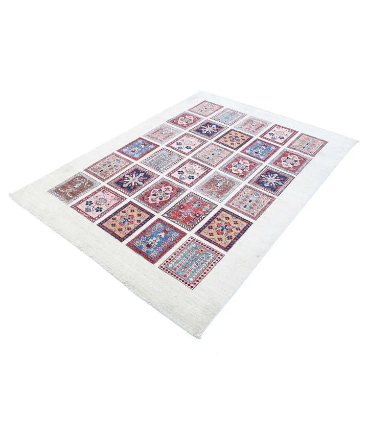 Afghan Bakhtiari Rug 4' 11" x 6' 10" Hand-Knotted | No. AT88376