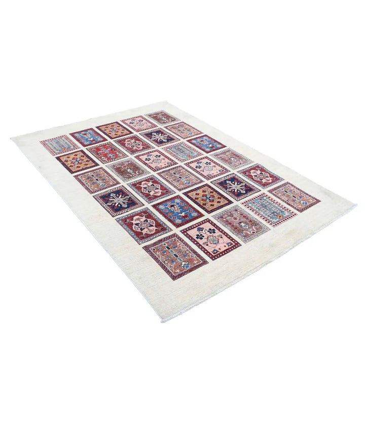 Afghan Bakhtiari Rug 4' 11" x 6' 10" Hand-Knotted | No. AT88376