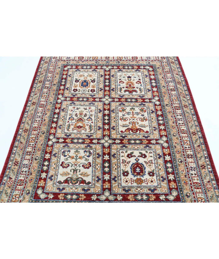 Afghan Bakhtiari Rug 4' 11" x 6' 1" Hand-Knotted | No. AT29068