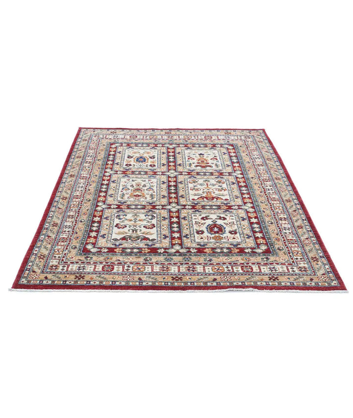 Afghan Bakhtiari Rug 4' 11" x 6' 1" Hand-Knotted | No. AT29068