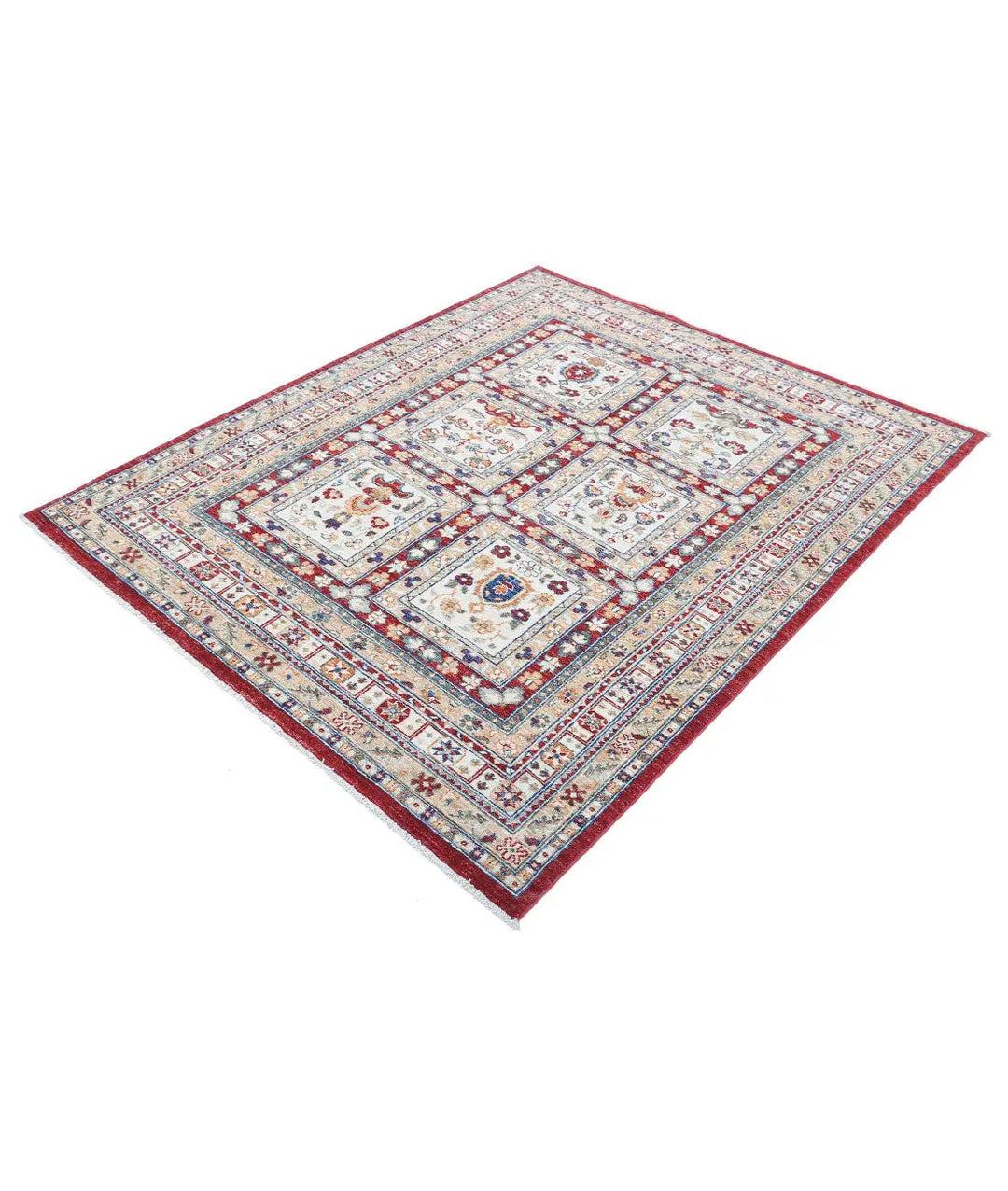 Afghan Bakhtiari Rug 4' 11" x 6' 1" Hand-Knotted | No. AT29068