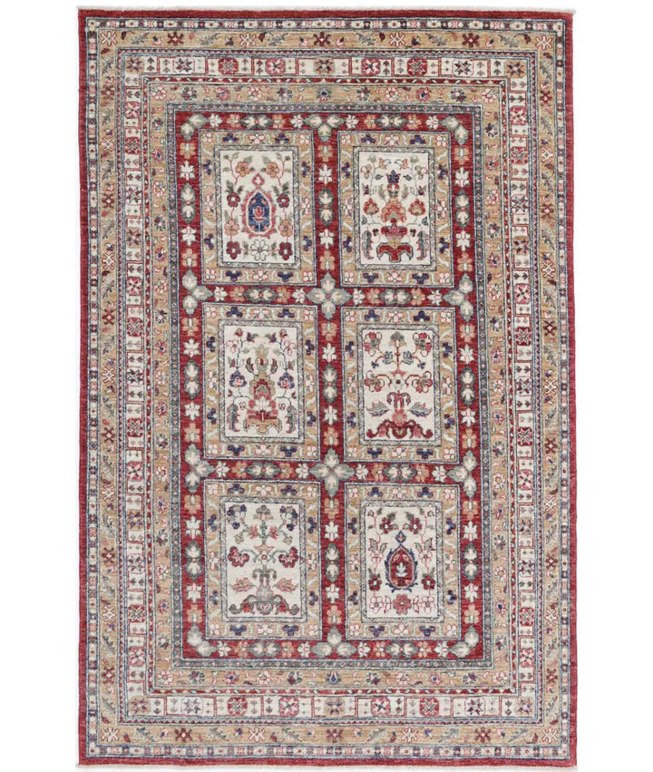 Afghan Bakhtiari Rug 4' 4" x 6' 8" Hand-Knotted | No. AT50457