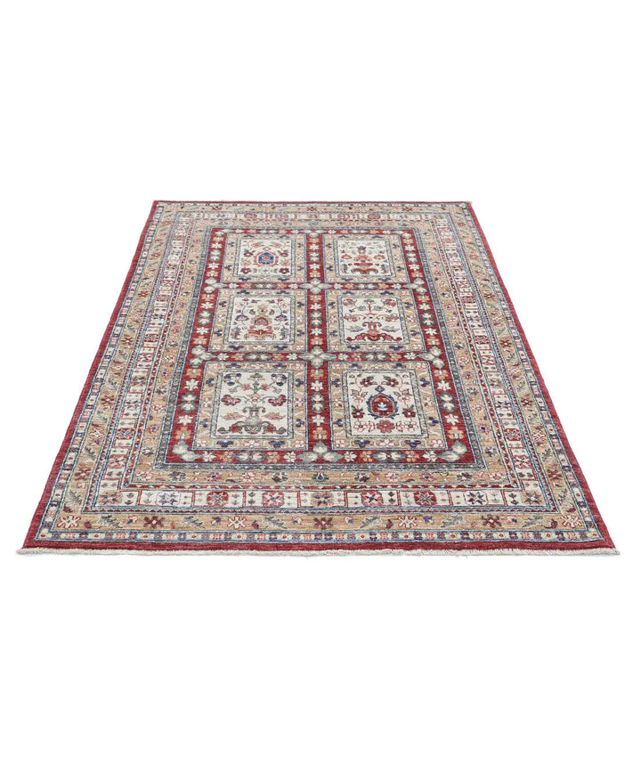 Afghan Bakhtiari Rug 4' 4" x 6' 8" Hand-Knotted | No. AT50457