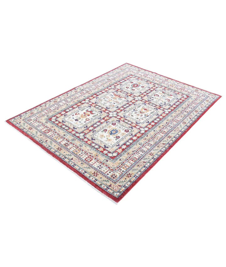 Afghan Bakhtiari Rug 4' 5" x 6' 2" Hand-Knotted | No. AT55480