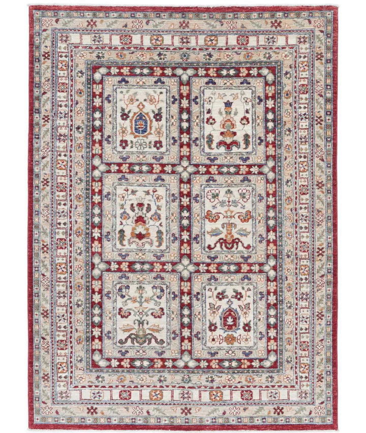 Afghan Bakhtiari Rug 4' 6" x 6' 4" Hand-Knotted | No. AT86707
