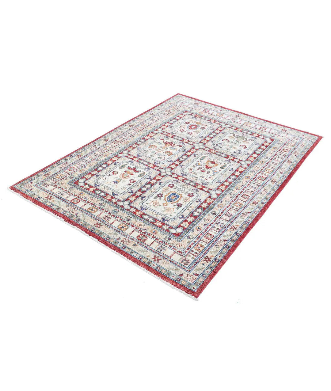 Afghan Bakhtiari Rug 4' 6" x 6' 4" Hand-Knotted | No. AT86707