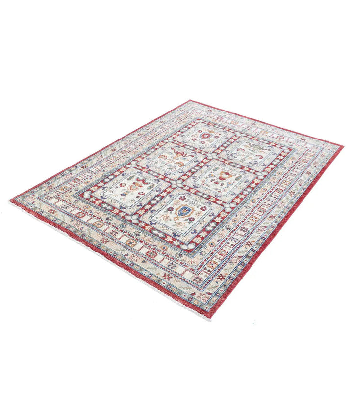 Afghan Bakhtiari Rug 4' 6" x 6' 4" Hand-Knotted | No. AT86707