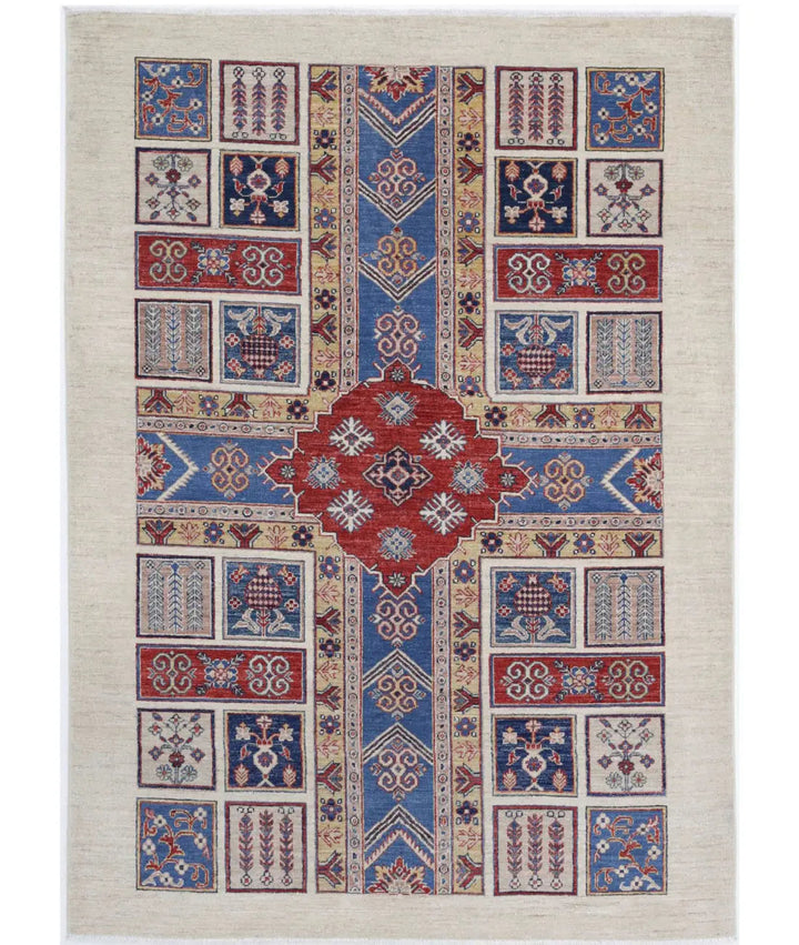 Afghan Bakhtiari Rug 4' 9" x 6' 6" Hand-Knotted | No. AT66175