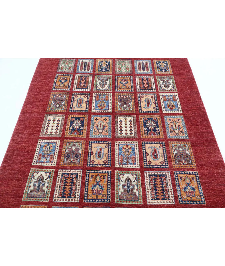 Afghan Bakhtiari Rug 4' 9" x 6' 7" Hand-Knotted | No. AT95966