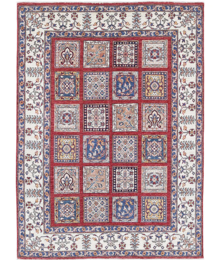 Afghan Bakhtiari Rug 4' 9" x 6' 8" Hand-Knotted | No. AT19625