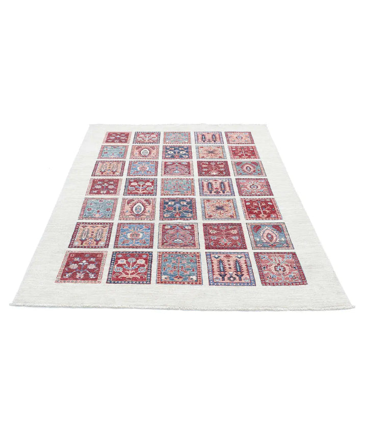 Afghan Bakhtiari Rug 4' 9" x 6' 9" Hand-Knotted | No. AT44287