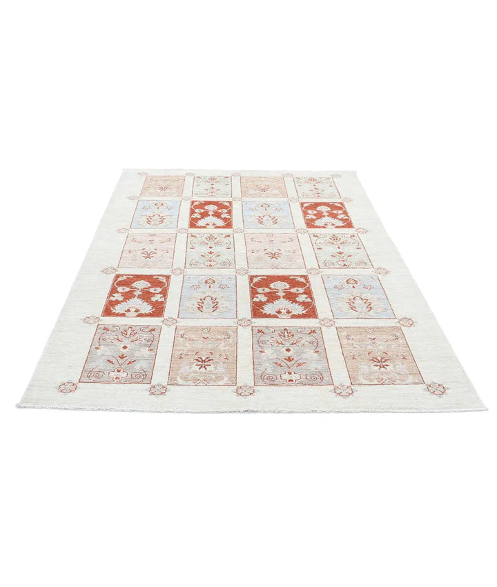 Afghan Bakhtiari Rug 5' 5" x 7' 6" Hand-Knotted | No. AT59192