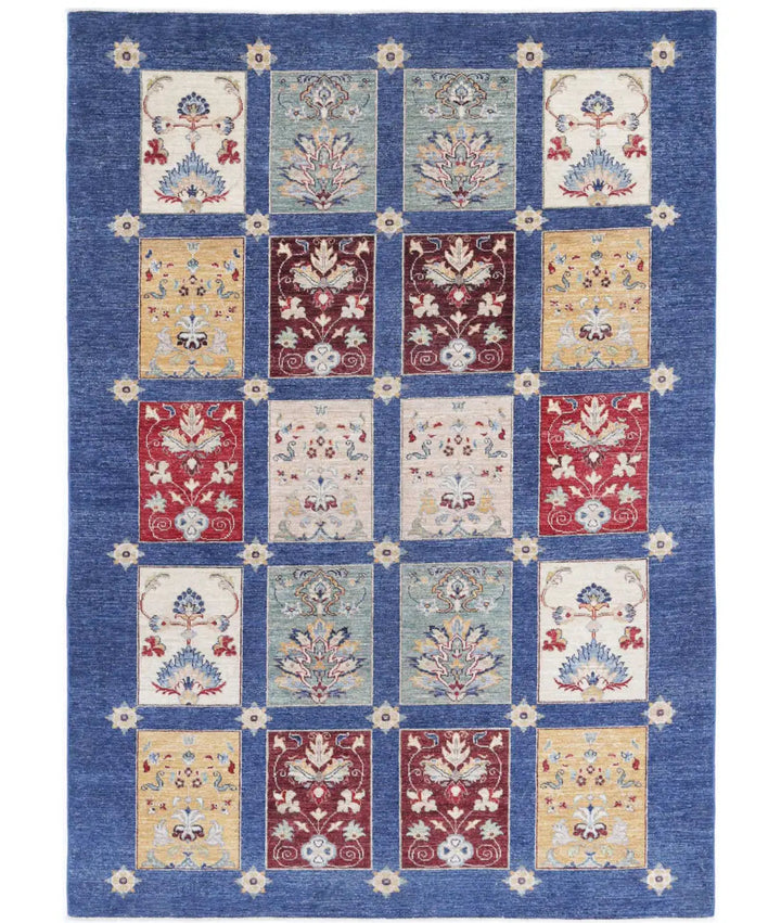 Afghan Bakhtiari Rug 5' 5" x 7' 7" Hand-Knotted | No. AT77473
