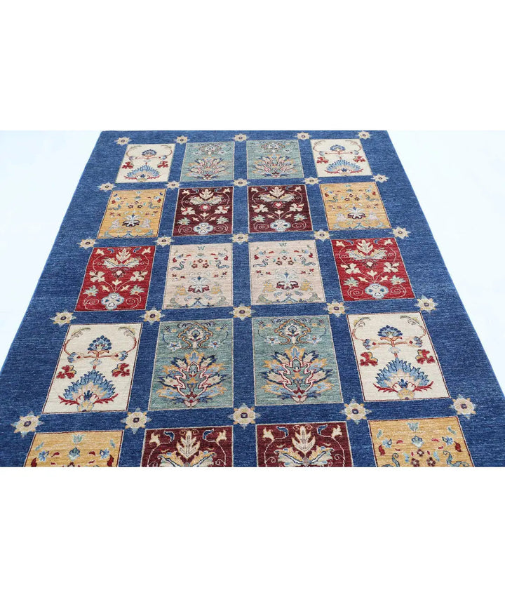 Afghan Bakhtiari Rug 5' 5" x 7' 7" Hand-Knotted | No. AT77473