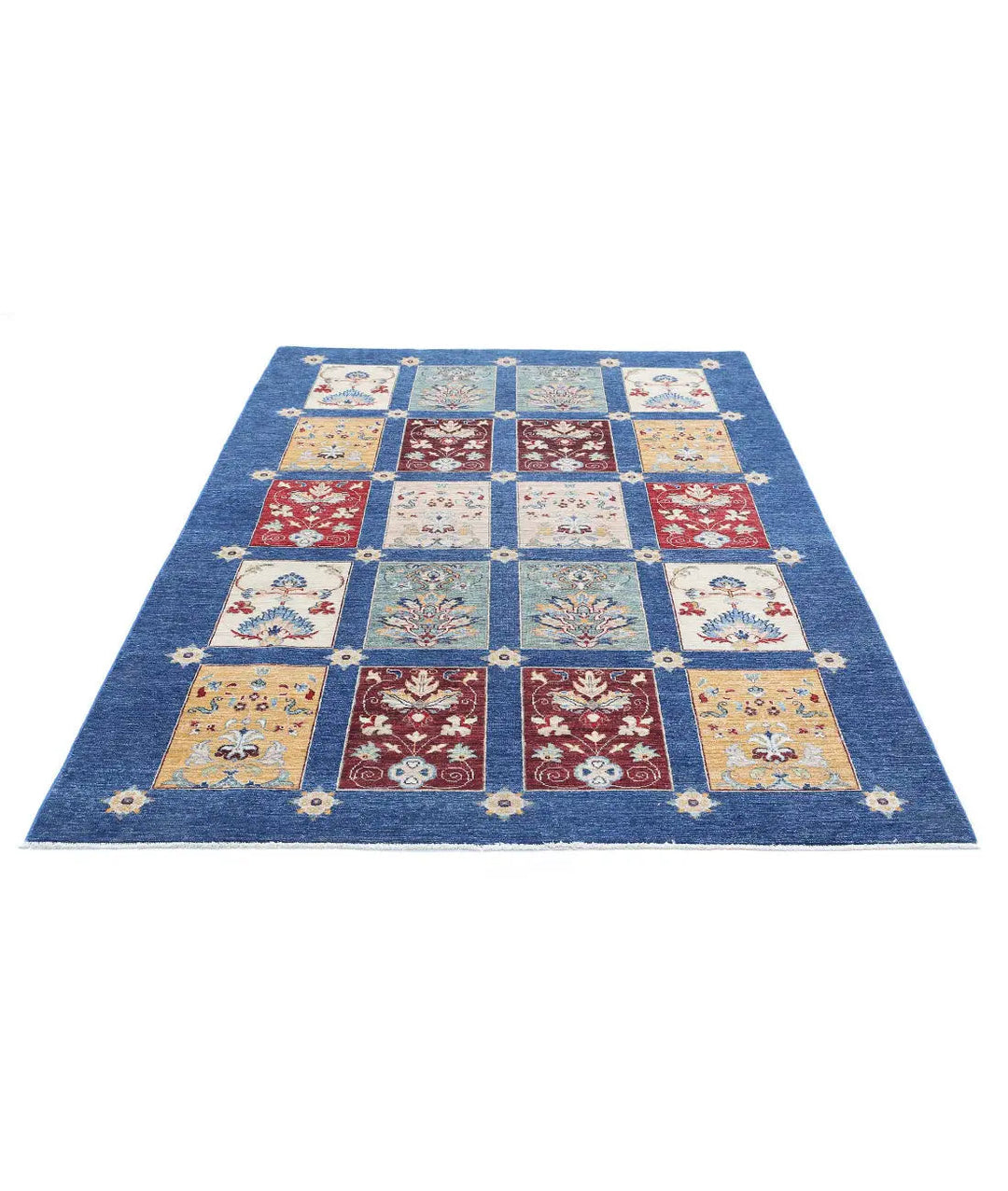 Afghan Bakhtiari Rug 5' 5" x 7' 7" Hand-Knotted | No. AT77473