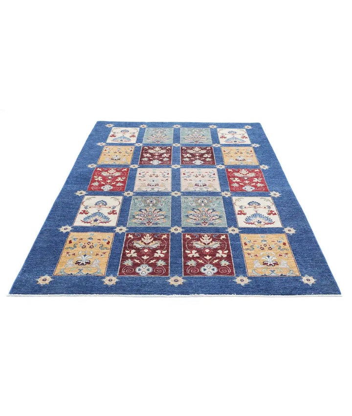 Afghan Bakhtiari Rug 5' 5" x 7' 7" Hand-Knotted | No. AT77473