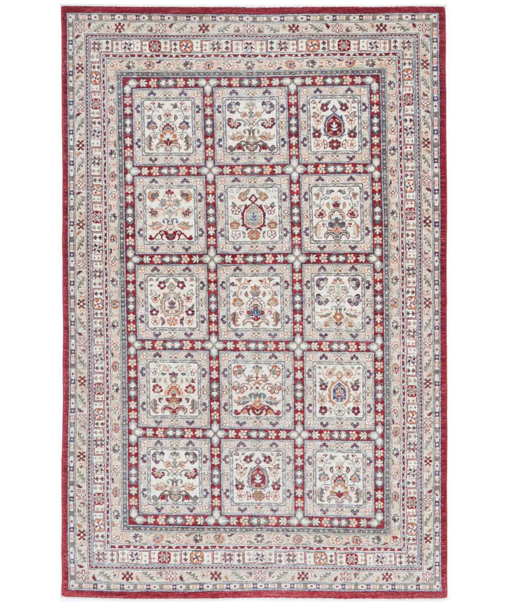 Afghan Bakhtiari Rug 5' 5" x 8' 6" Hand-Knotted | No. AT64441