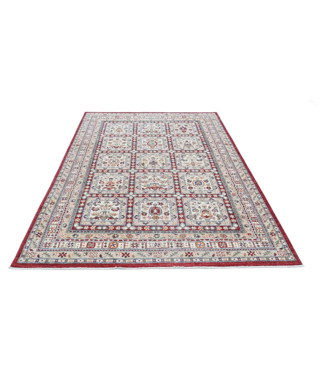 Afghan Bakhtiari Rug 5' 5" x 8' 6" Hand-Knotted | No. AT64441