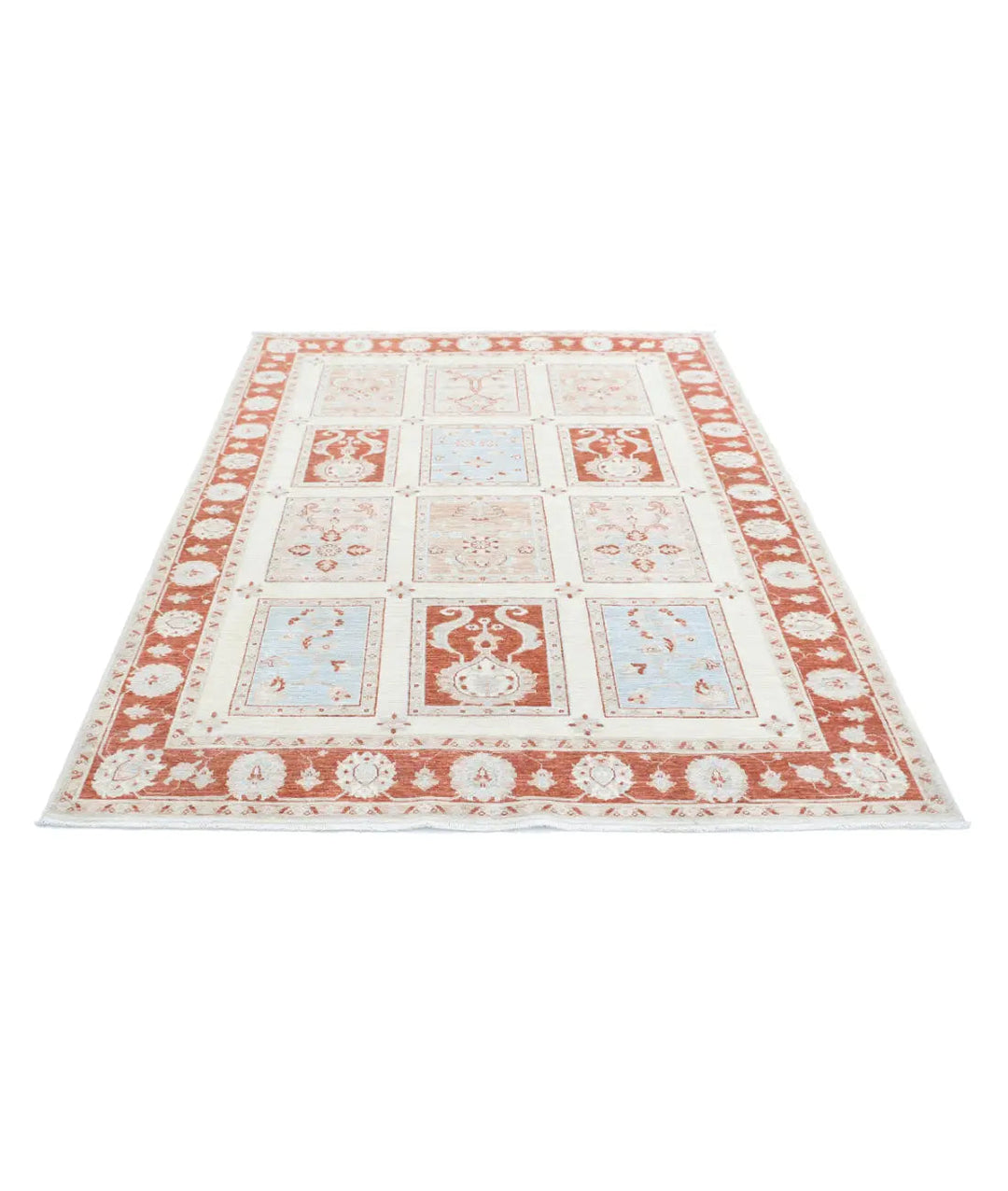 Afghan Bakhtiari Rug 5' 6" x 7' 2" Hand-Knotted | No. AT87987