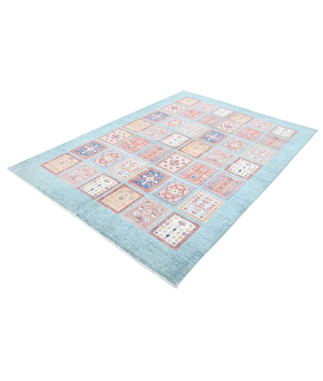 Afghan Bakhtiari Rug 5' 7" x 7' 9" Hand-Knotted | No. AT15216