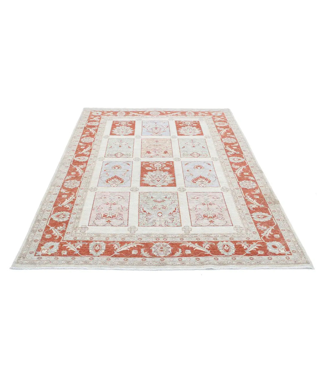 Afghan Bakhtiari Rug 5' 7" x 7' 9" Hand-Knotted | No. AT63197