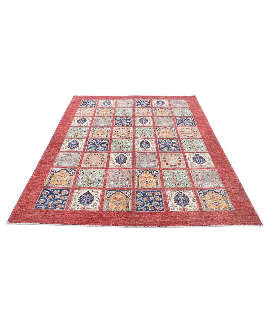 Afghan Bakhtiari Rug 5' 7" x 8' 2" Hand-Knotted | No. AT59481