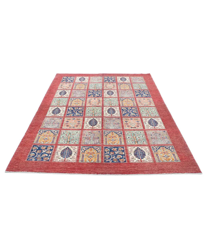 Afghan Bakhtiari Rug 5' 7" x 8' 2" Hand-Knotted | No. AT59481