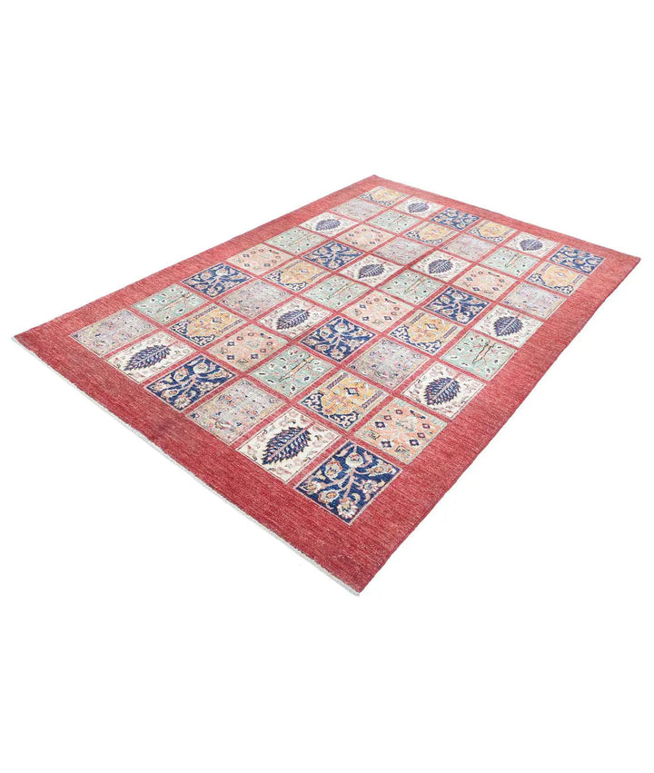 Afghan Bakhtiari Rug 5' 7" x 8' 2" Hand-Knotted | No. AT59481