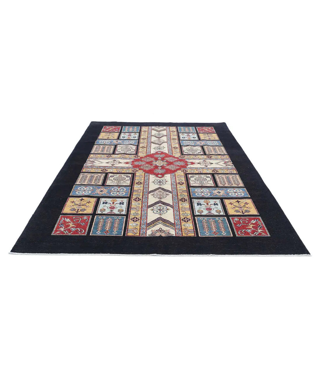 Afghan Bakhtiari Rug 6' 7" x 9' 7" Hand-Knotted | No. AT47744