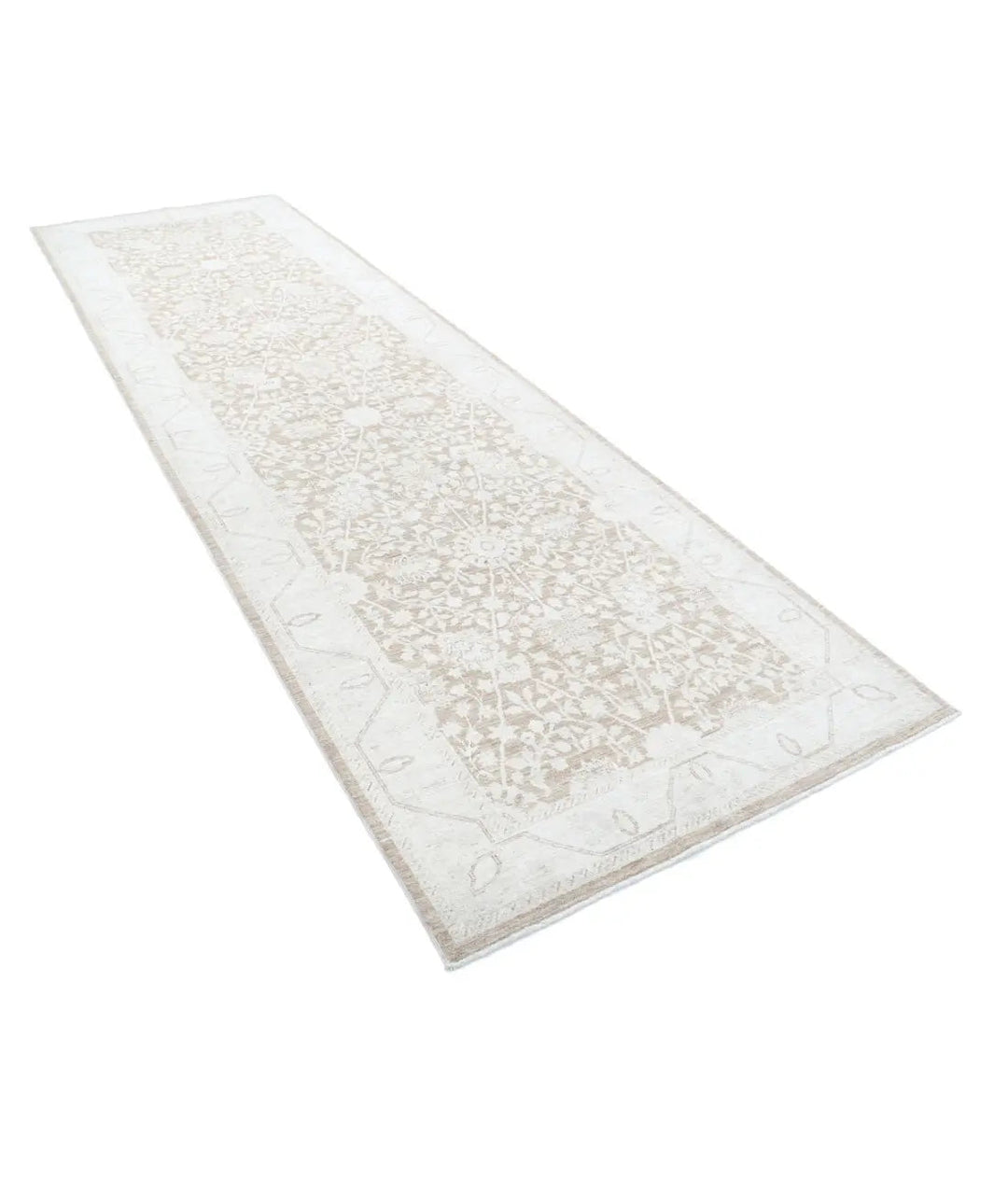 Ivory Afghan Serenity Rug 4' 0" x 13' 5" Hand-Knotted | No. AT31041