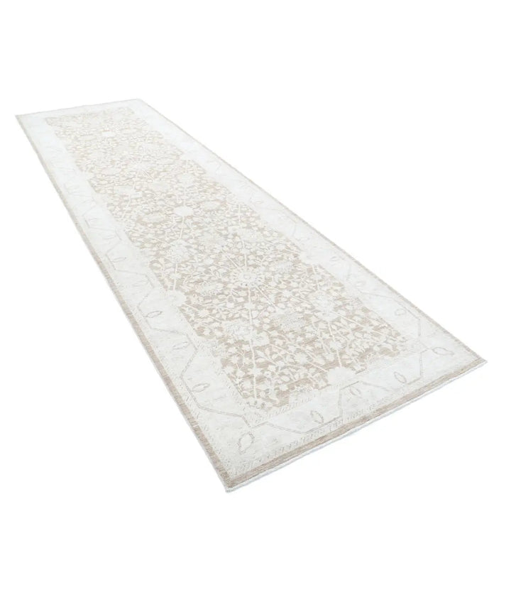 Ivory Afghan Serenity Rug 4' 0" x 13' 5" Hand-Knotted | No. AT31041